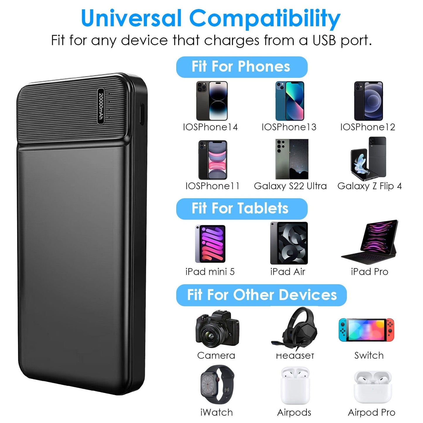 Skorter | Portable Power Bank Phone Charger with 1 Micro USB Cable