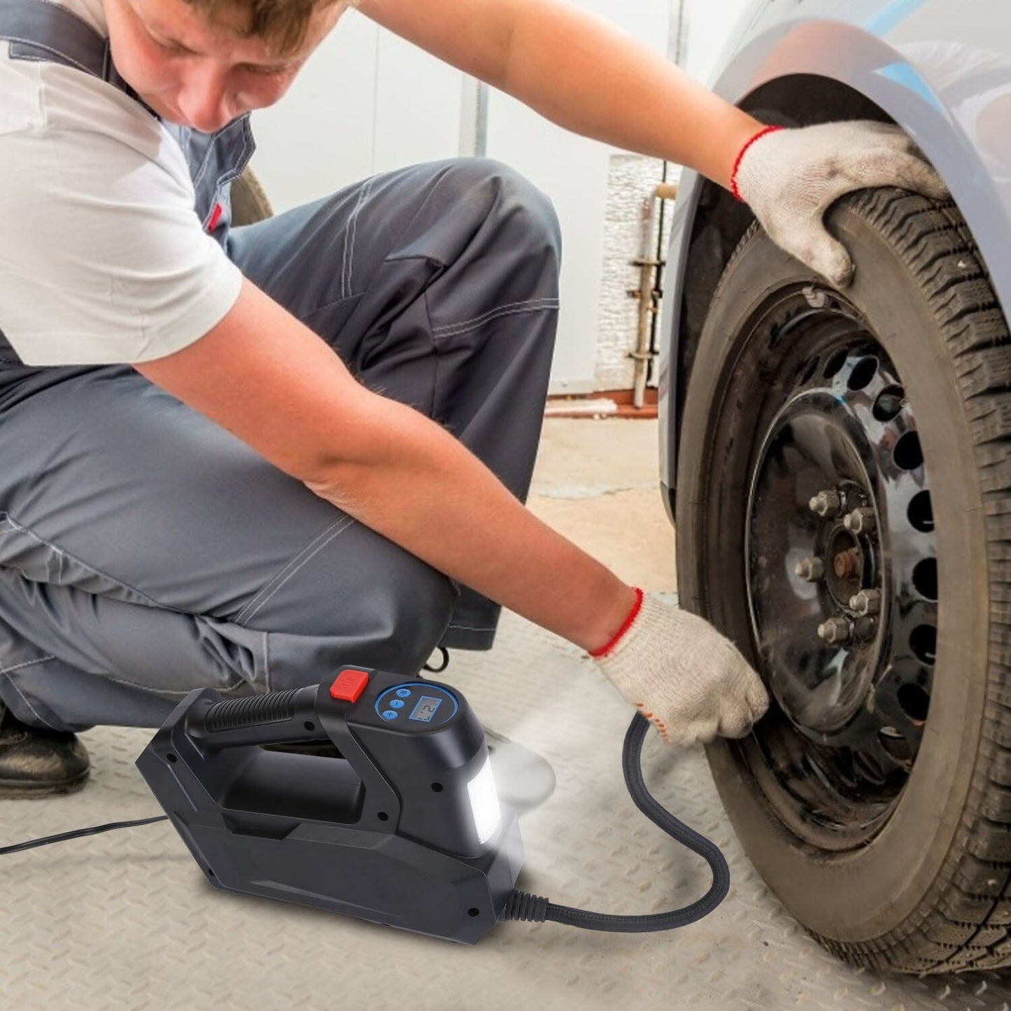 Skorter | Portable Tire Pump 120 PSI Max 90W Powered Tire Pump with Digital Screen LED