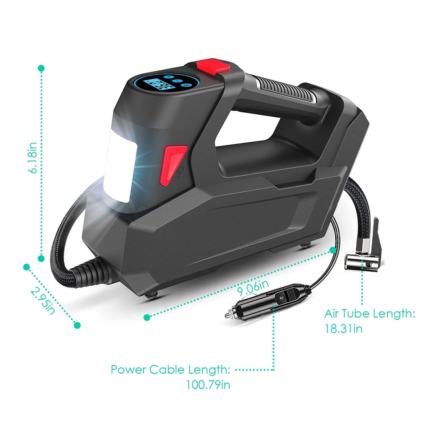 Skorter | Portable Tire Pump 120 PSI Max 90W Powered Tire Pump with Digital Screen LED
