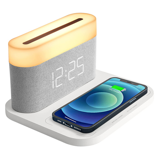 Skorter | 3-in-1 Wireless Charger, LED Lamp & Digital Alarm Clock | Fast Charging Dock