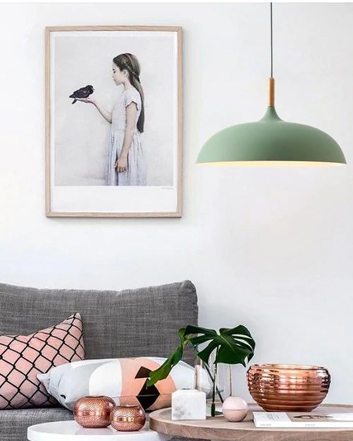 Skorter | Pendant lights made of metal and wood in delicate pastel shades