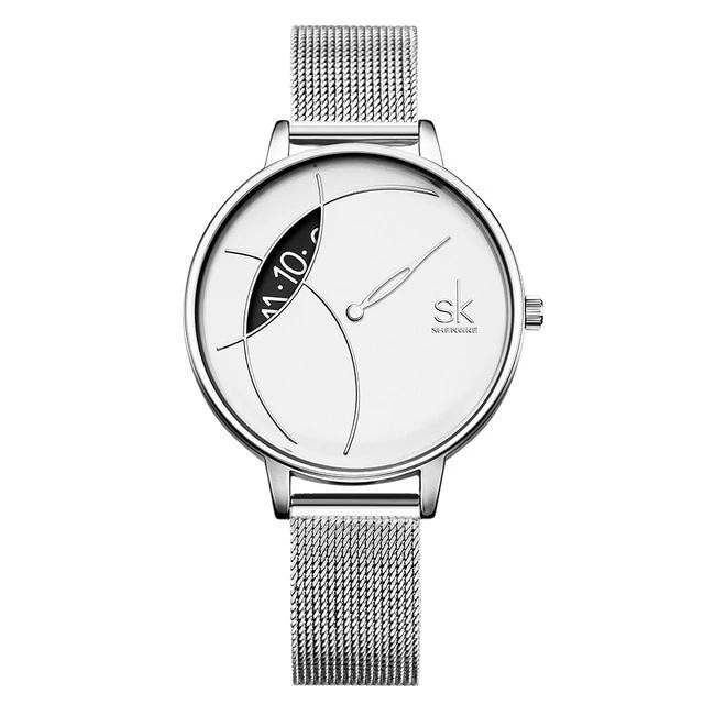 Skorter | Stainless Steel Mesh Band Quartz Ladies Watch