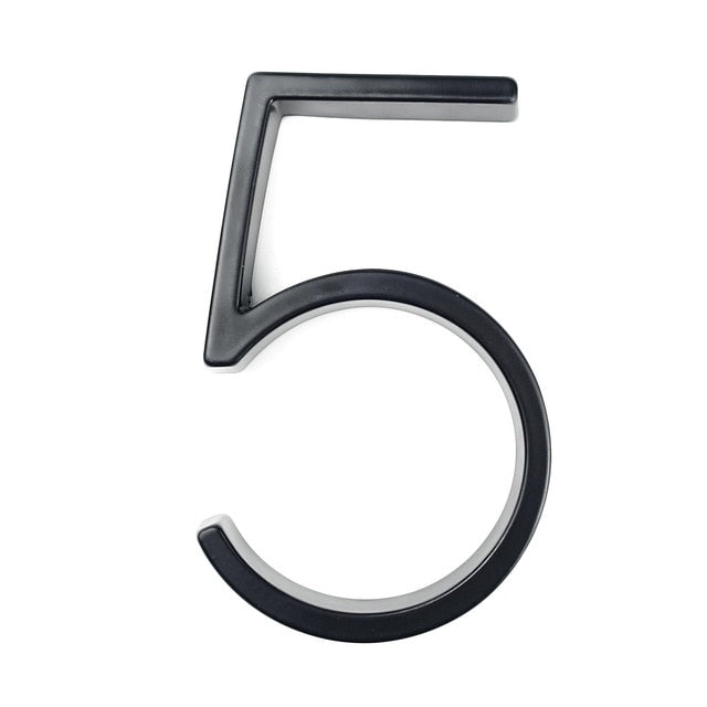 Skorter | Royelux Modern House Numbers - Stainless Zinc Alloy, Black Finish, 5" High