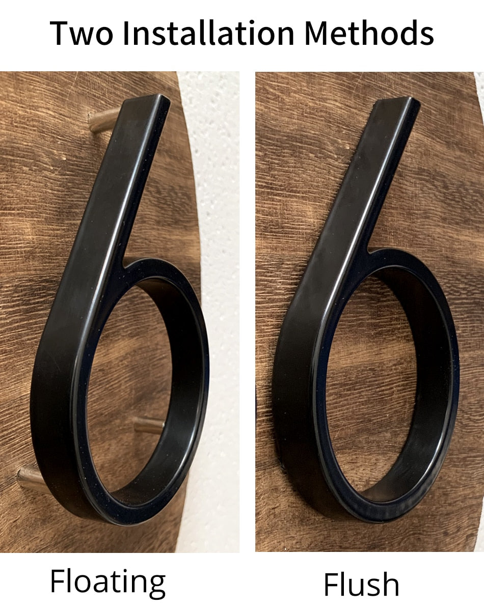 Skorter | Royelux Modern House Numbers - Stainless Zinc Alloy, Black Finish, 5" High