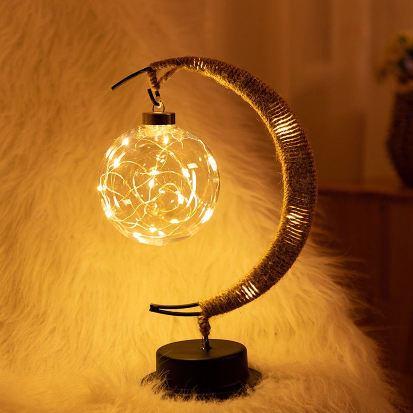 Skorter | Rayvia Lunar Lamp - Half Moon LED Light with Glass Globe for Cozy Atmosphere