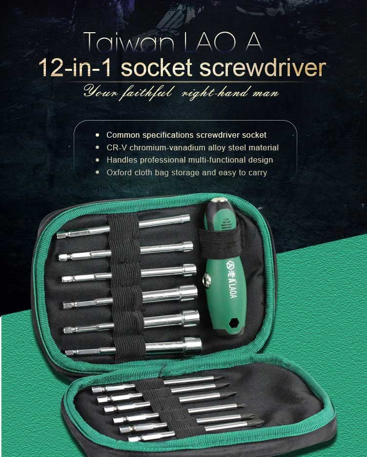 Skorter | 12-in-1 Multi-Function Professional Screwdriver Socket Set with T-Handle