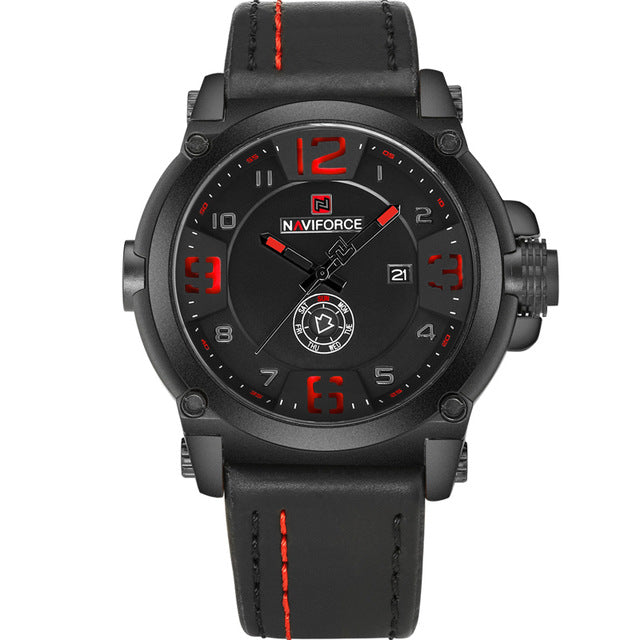 Skorter | NAVIFORCE Men's Watches Top Brand Luxury Sport Quartz-Watch Leather Strap Clock Men Waterproof Wristwatch relogio masculino 9099