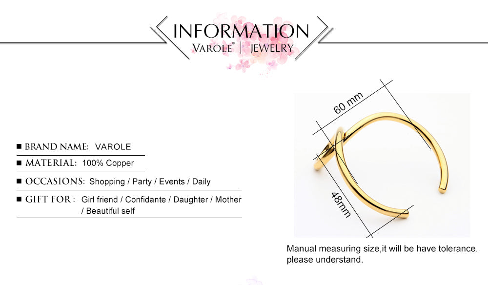 Skørter | VAROLE Simple Lines Oversized Bracelets & Bangles for Women Cuff Bangle Gold/Silver Colors Noeud Bracelet Pulseiras