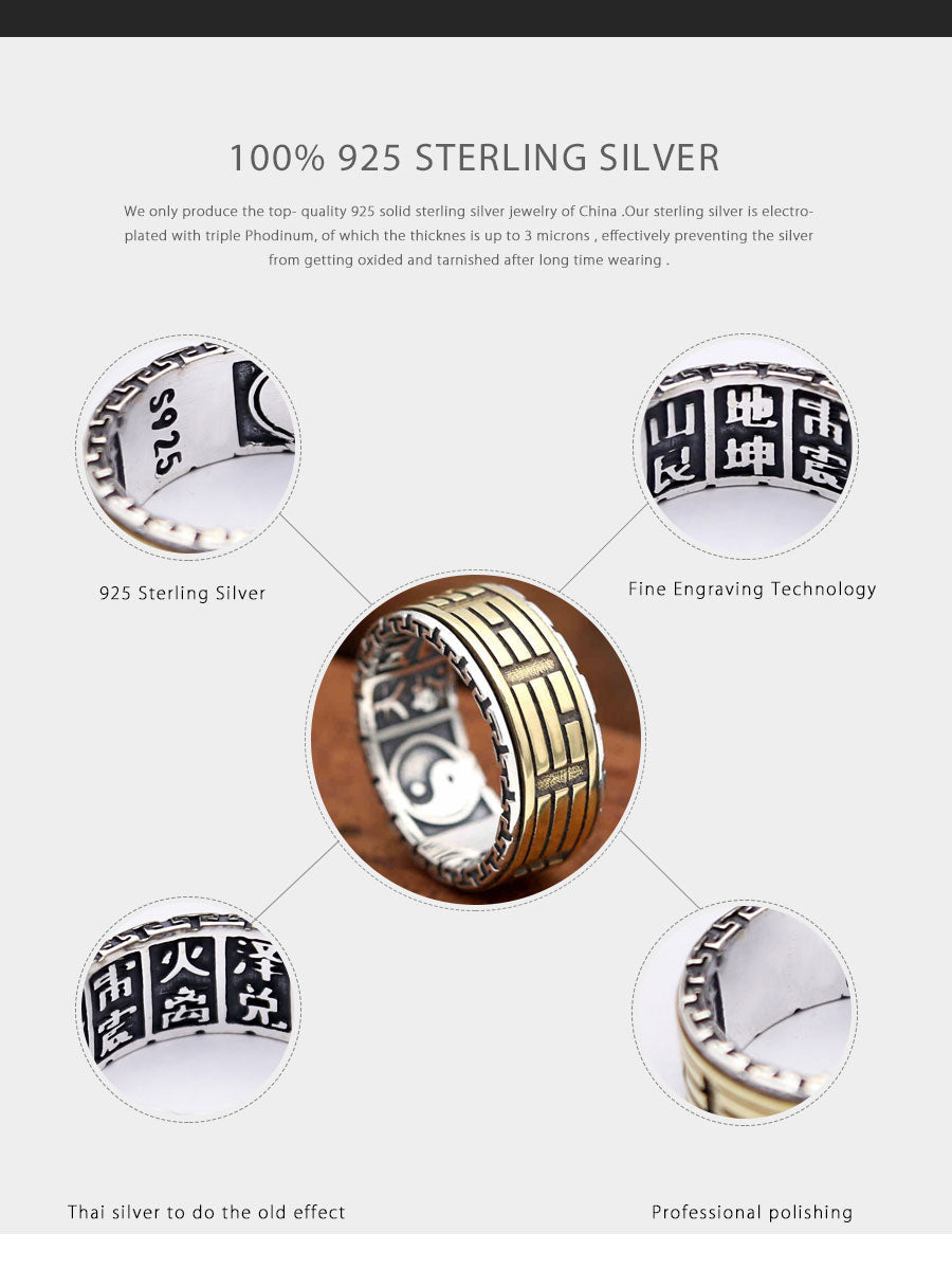 Skørter | 925 Sterling Silver Ring Men Jewelry Couple Gossip Turn Mantra Engagement Ring Women Gift Vintage Fine Jewelry R7