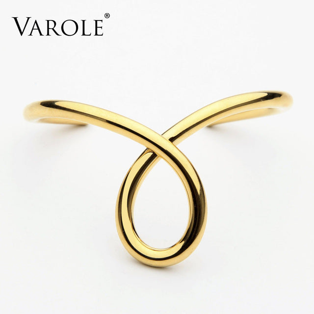 Skørter | VAROLE Simple Lines Oversized Bracelets & Bangles for Women Cuff Bangle Gold/Silver Colors Noeud Bracelet Pulseiras