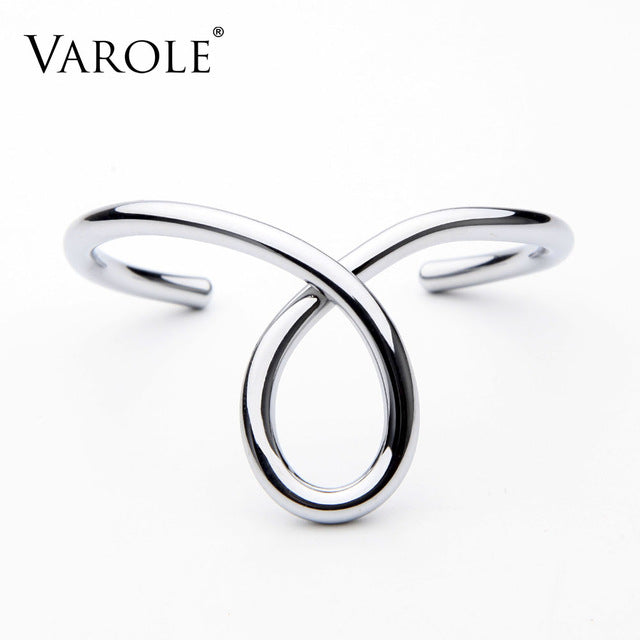Skørter | VAROLE Simple Lines Oversized Bracelets & Bangles for Women Cuff Bangle Gold/Silver Colors Noeud Bracelet Pulseiras