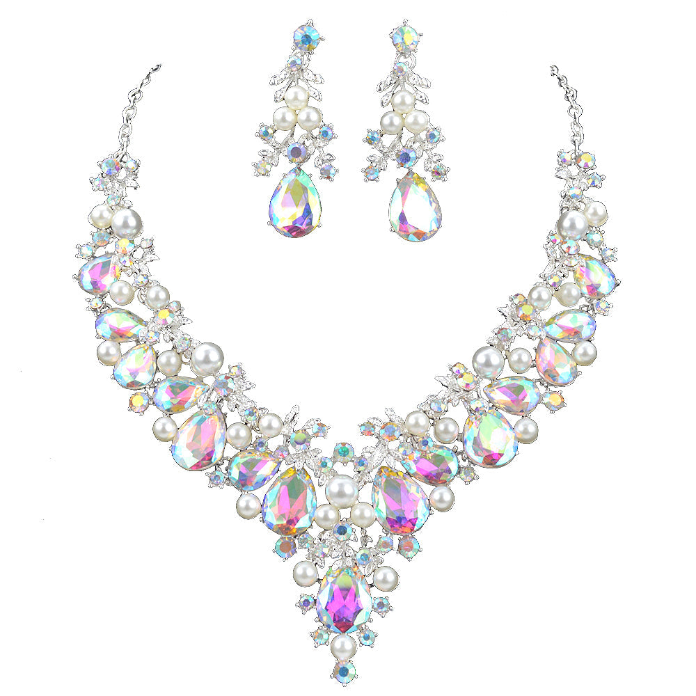 Skørter | Delicate Skinnen AB crystal and pearl Jewelry set For women wedding Dress