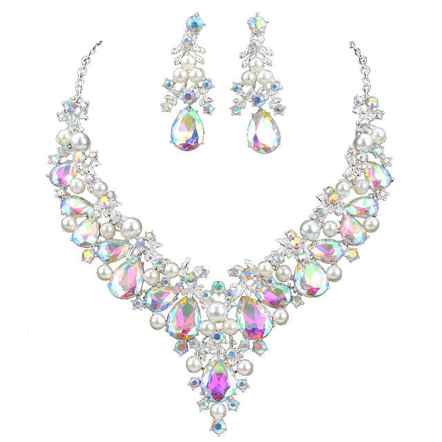 Skørter | Delicate Skinnen AB crystal and pearl Jewelry set For women wedding Dress