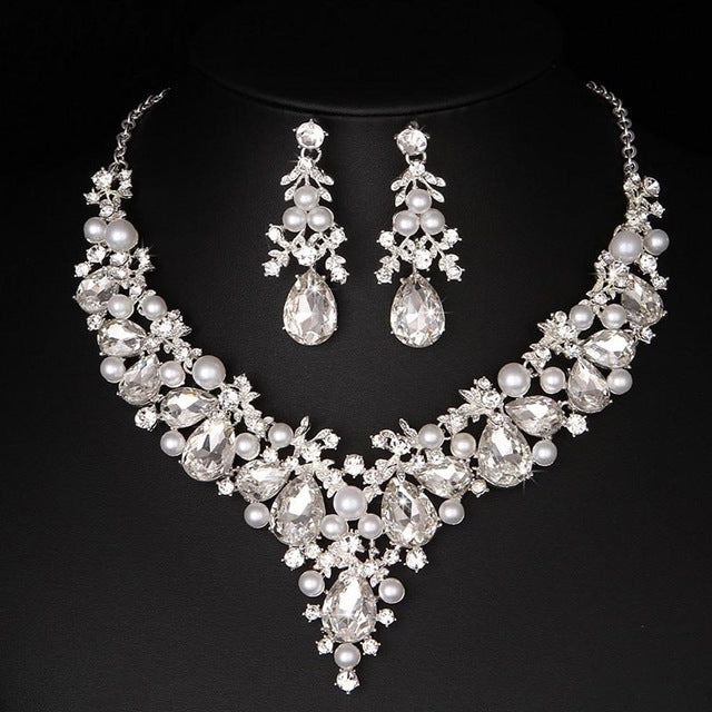 Skørter | Delicate Skinnen AB crystal and pearl Jewelry set For women wedding Dress