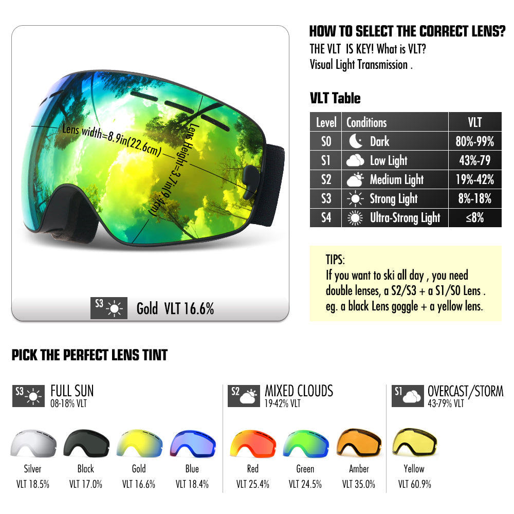Skorter | Anti-Fog Ski Goggles Double Layers UV400