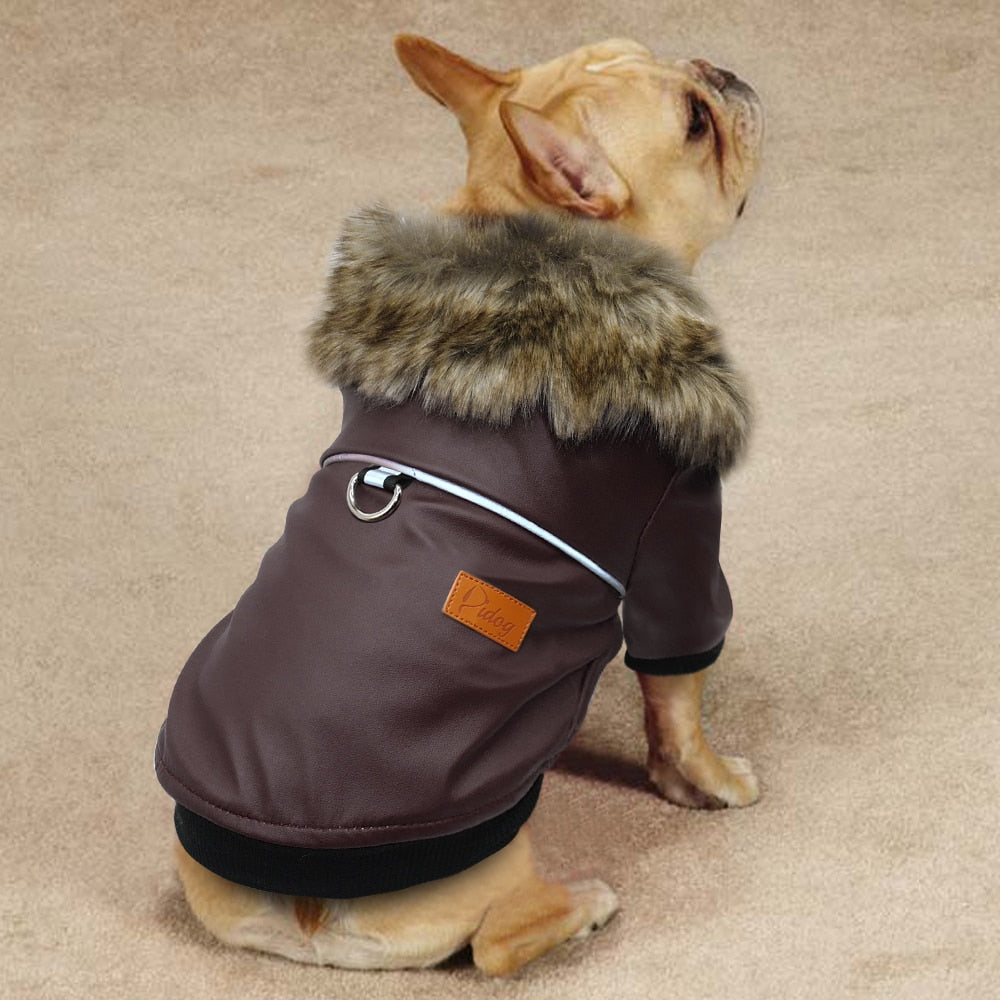 Skorter | Vegan Leather Jacket for Dog with Faux Fur Collar