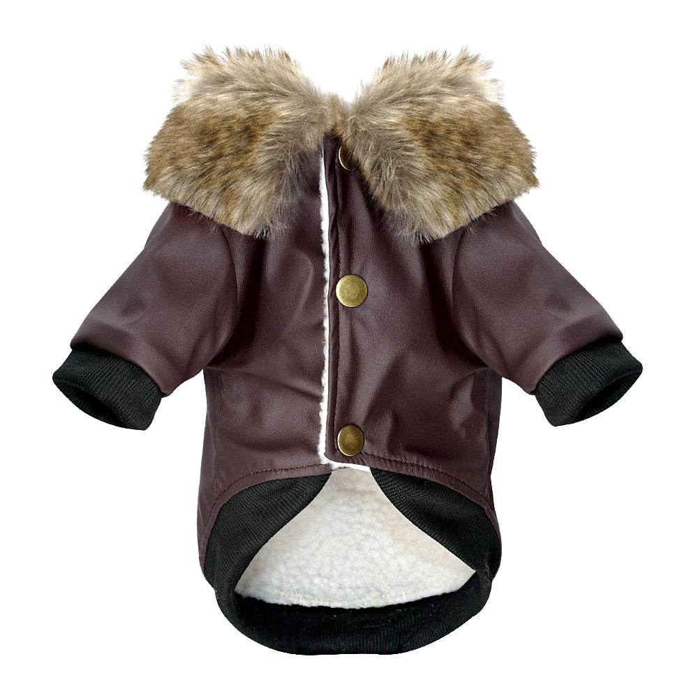 Skorter | Vegan Leather Jacket for Dog with Faux Fur Collar