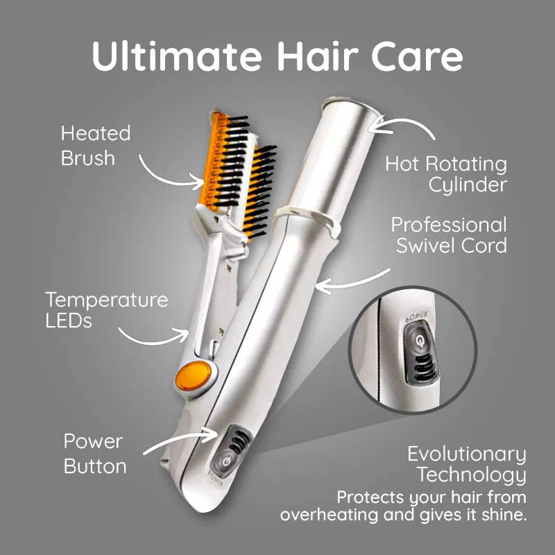 Professional 2 in 1 Rotating Iron Hair Brush - SKØRTER
