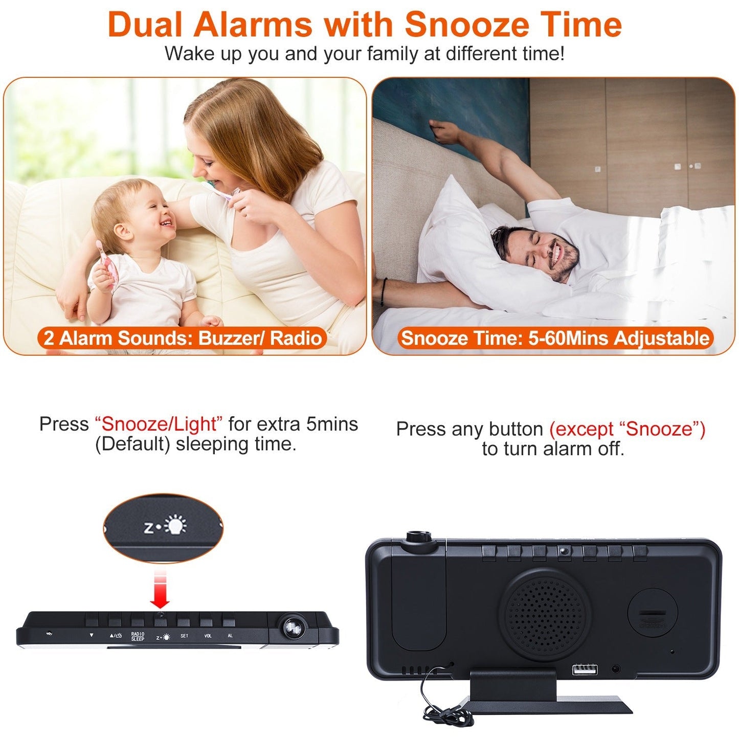 Skorter | Projector Alarm Clock with Radio Function
