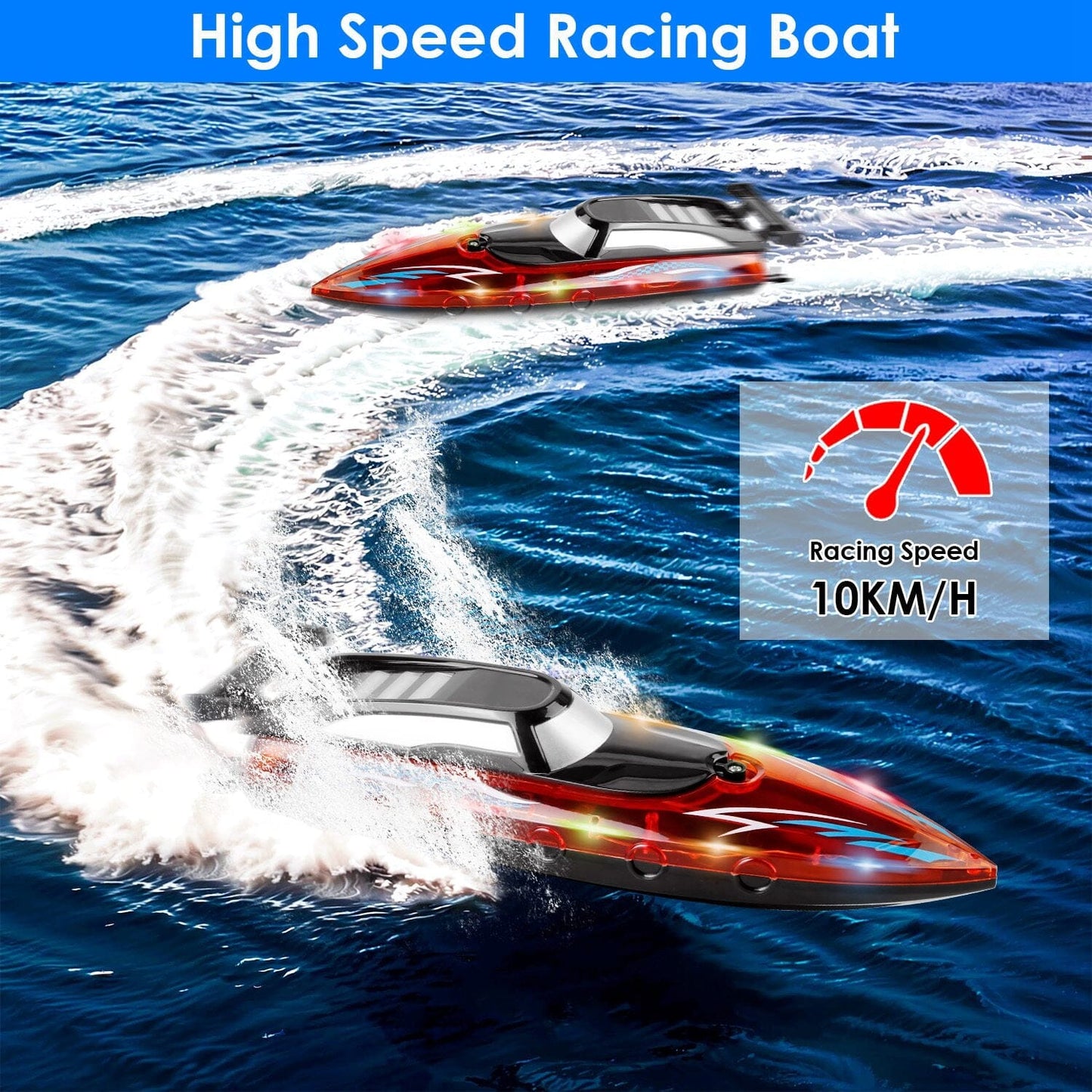 Skorter | RC Boat with Colorful LED Light 10KM/H