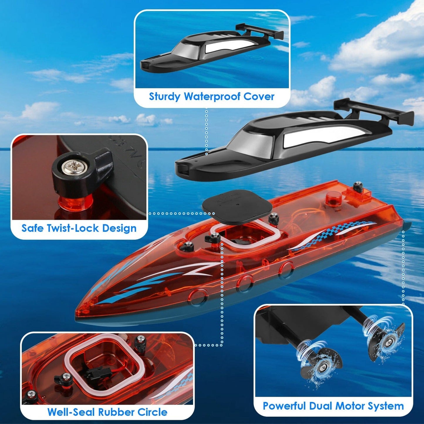Skorter | RC Boat with Colorful LED Light 10KM/H