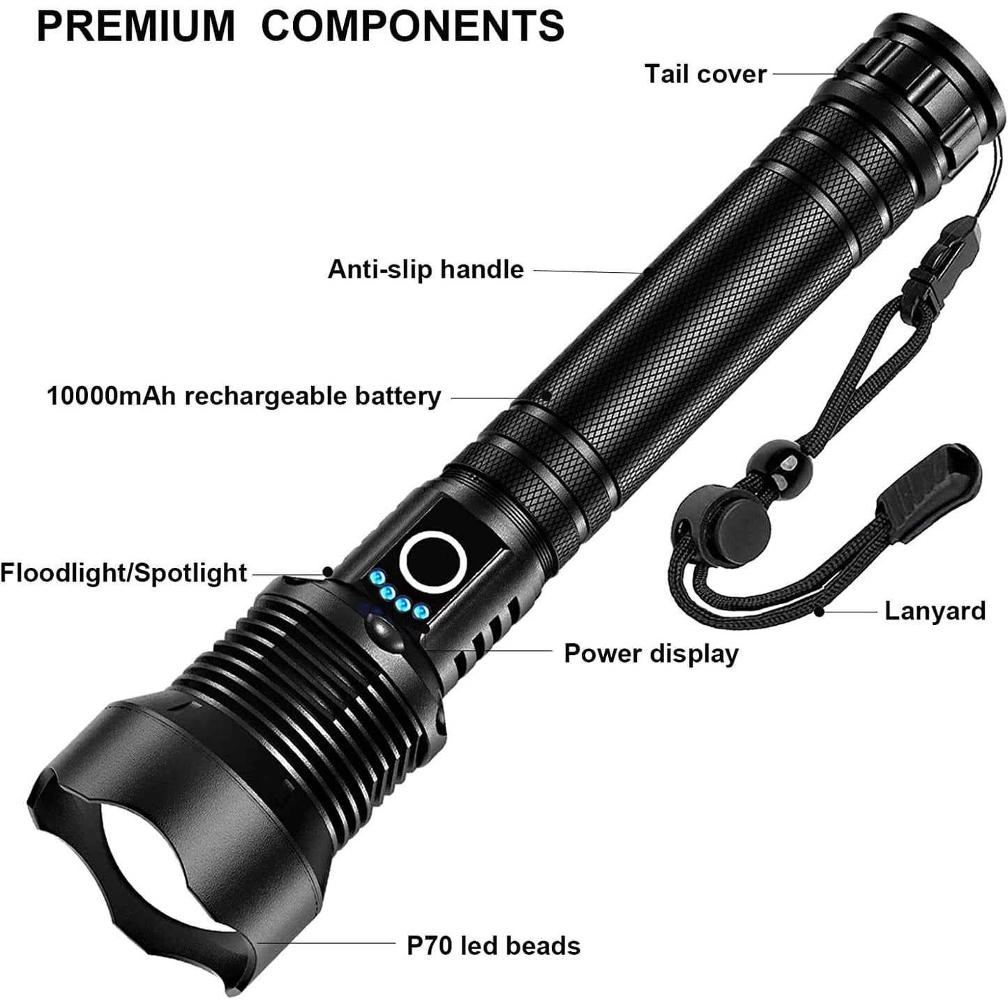 Skorter | Rechargeable LED flashlights 90000 lumen