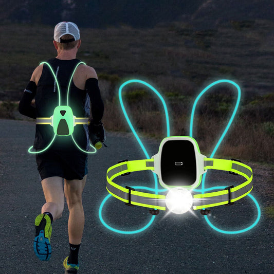 Skorter | ReflectGlow Running Safety Vest – USB Rechargeable – 6 LED Light Colors – Waterproof and Adjustable – High Visibility for Outdoor Activities