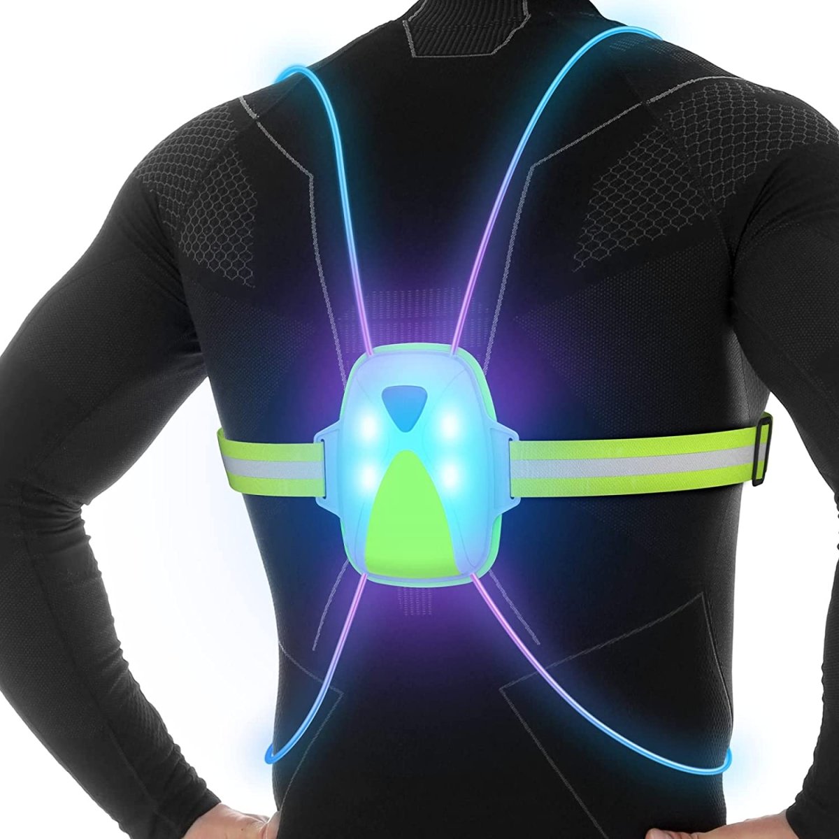 Skorter | ReflectGlow Running Safety Vest – USB Rechargeable – 6 LED Light Colors – Waterproof and Adjustable – High Visibility for Outdoor Activities