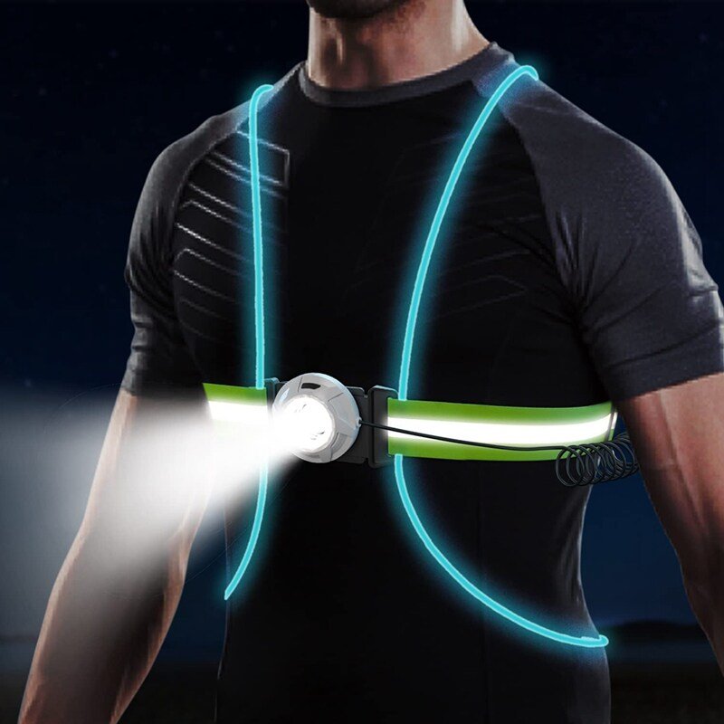Skorter | ReflectGlow Running Safety Vest – USB Rechargeable – 6 LED Light Colors – Waterproof and Adjustable – High Visibility for Outdoor Activities