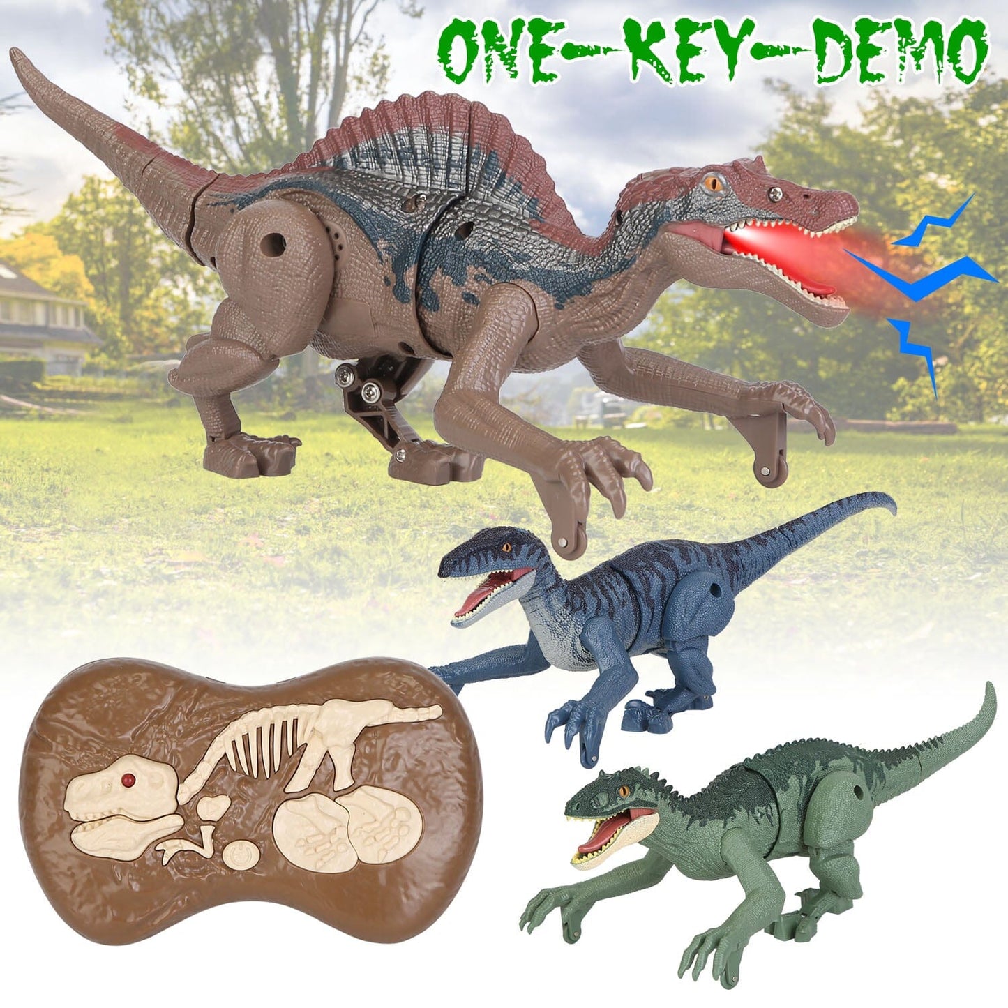 Skorter | Remote-Controlled Dinosaur with 3D Eye Roaring Sounds for 3-12 Years Old