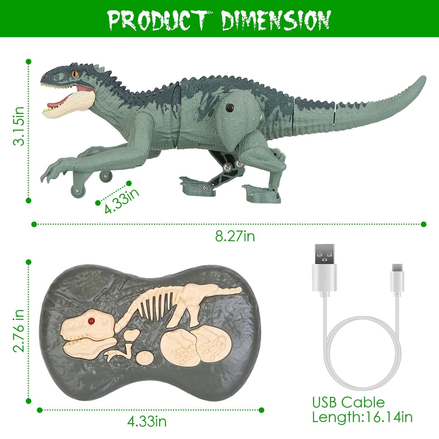 Skorter | Remote-Controlled Dinosaur with 3D Eye Roaring Sounds for 3-12 Years Old