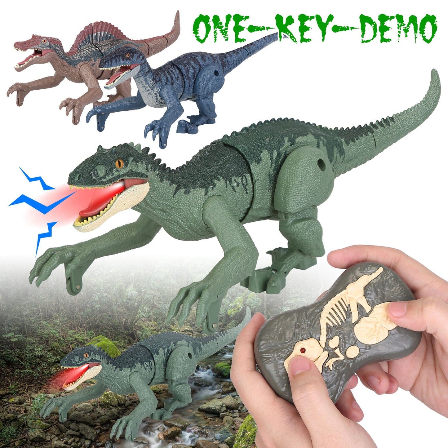Skorter | Remote-Controlled Dinosaur with 3D Eye Roaring Sounds for 3-12 Years Old