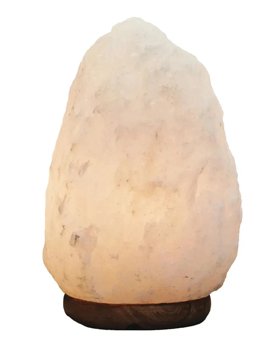 Skorter | Relive White Natural Salt Lamp on Wooden Base