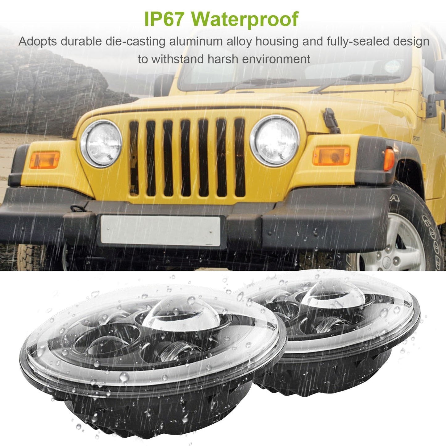 Skorter | Round LED Headlight Halo Angel Eyes for Jeep Wrangler