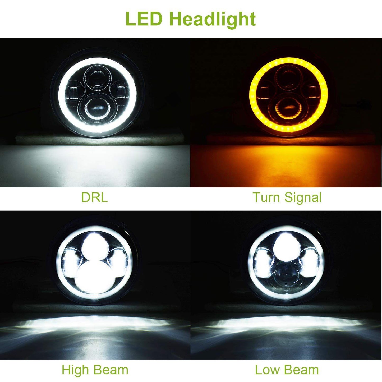 Skorter | Round LED Headlight Halo Angel Eyes for Jeep Wrangler