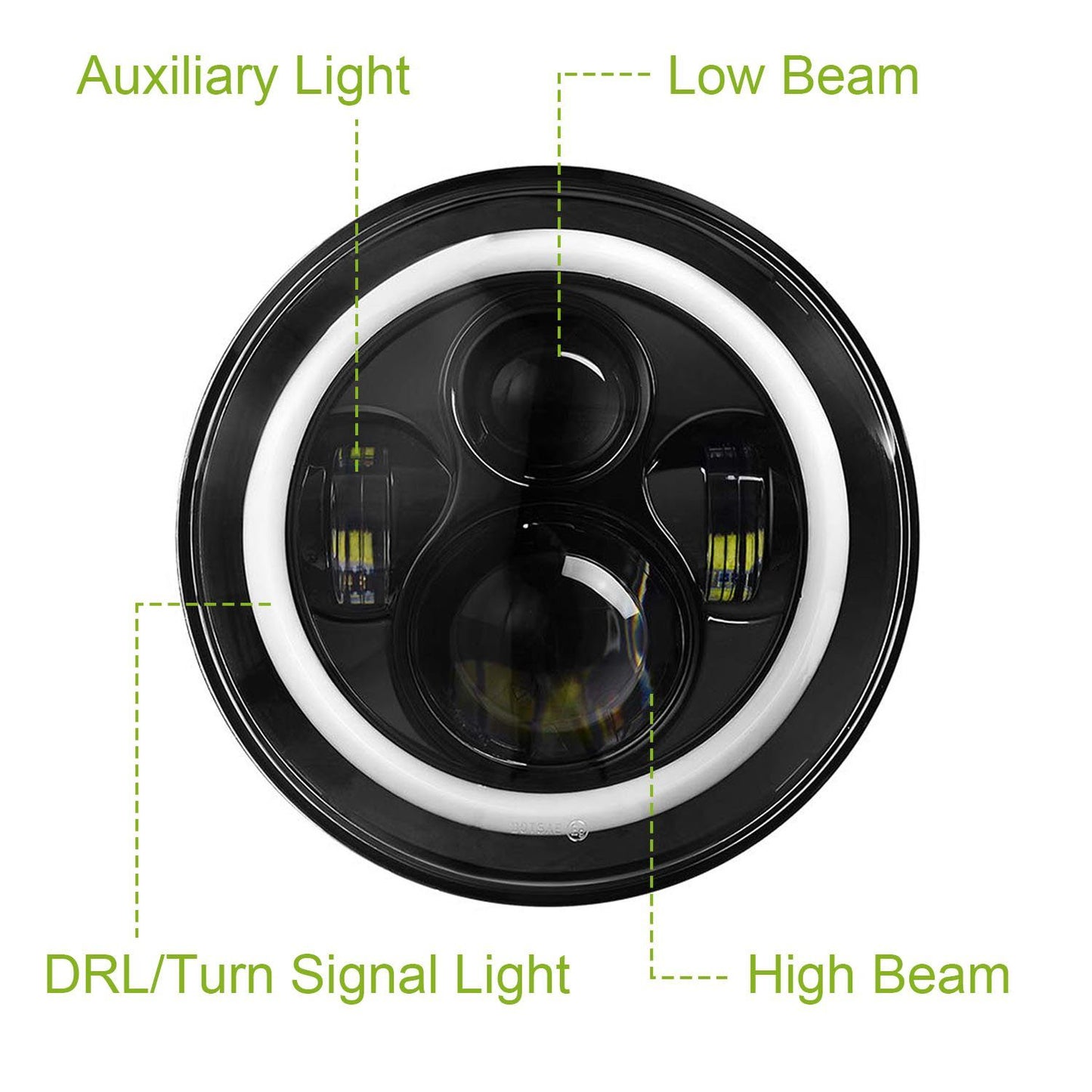 Skorter | Round LED Headlight Halo Angel Eyes for Jeep Wrangler