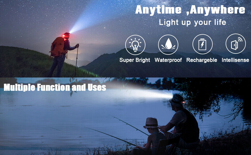 Skorter | 990000LM Rechargeable LED Headlamp Zoomable Flashlight Tactical Headlight Flashlight