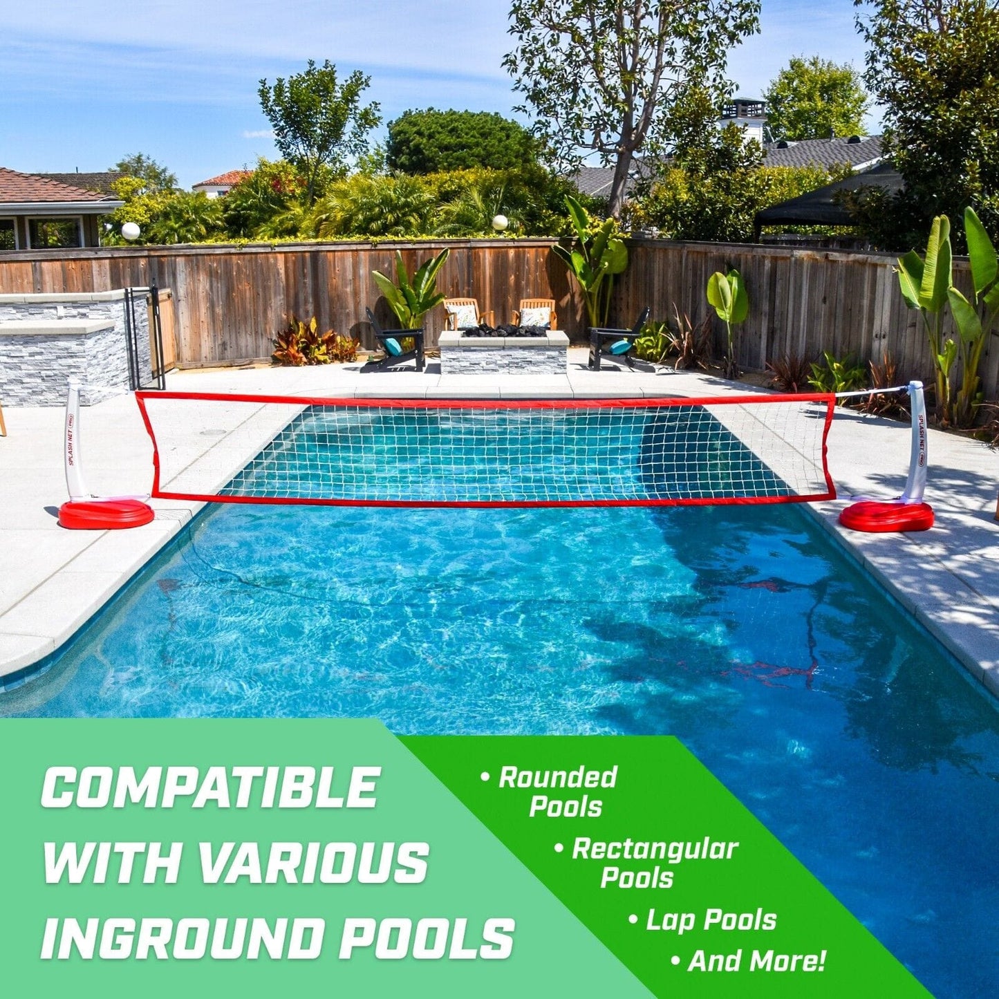 GoSports Splash Net PRO Pool Volleyball Net Set - Red
