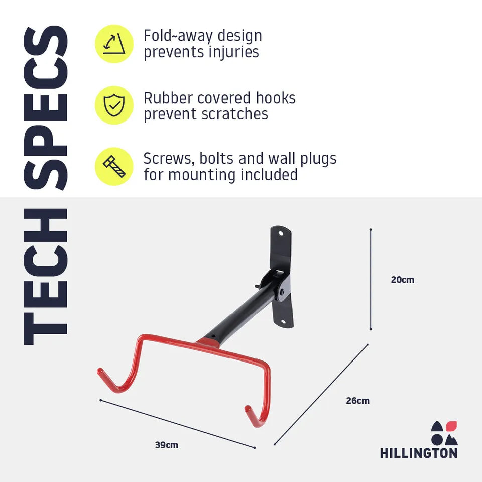 Skorter | Folding Bike Wall Hook – Space-Saving Bike Hook with Protective Hooks