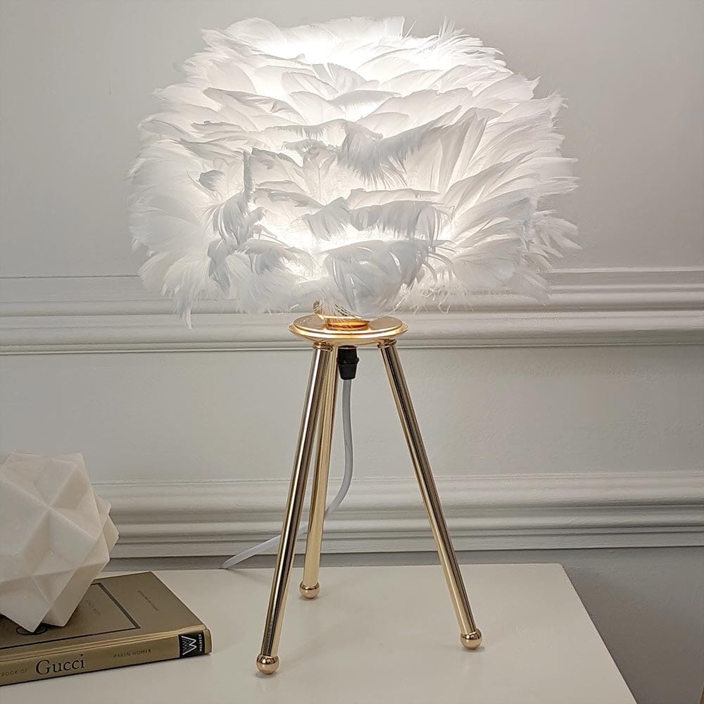 Skorter | Sara Gold Tripod Feather Table Lamp