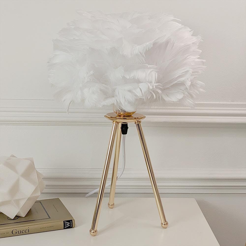 Skorter | Sara Gold Tripod Feather Table Lamp