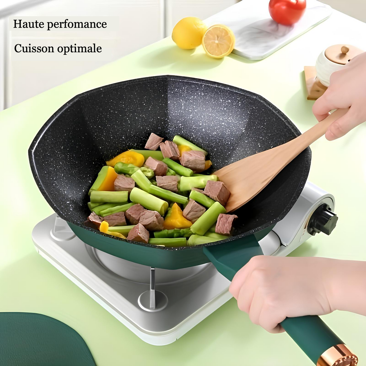 Skorter octagonal in green cast iron
