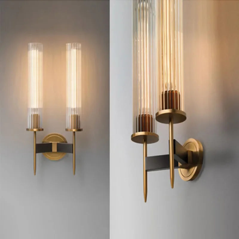 Skorter | Möni | Modern Wall Lamp with Ribbed Glass and Brass Finish