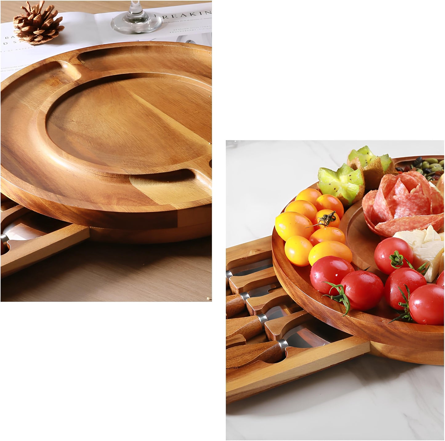 Skorter with cheese with retractable knife storage