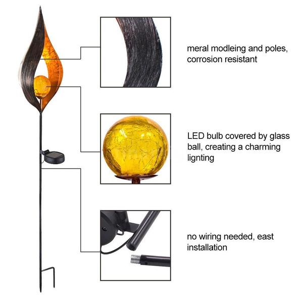 Skorter | Solar Energy LED Simulated Flame Light Lawn Lantern Lamp Waterproof Outdoor Light