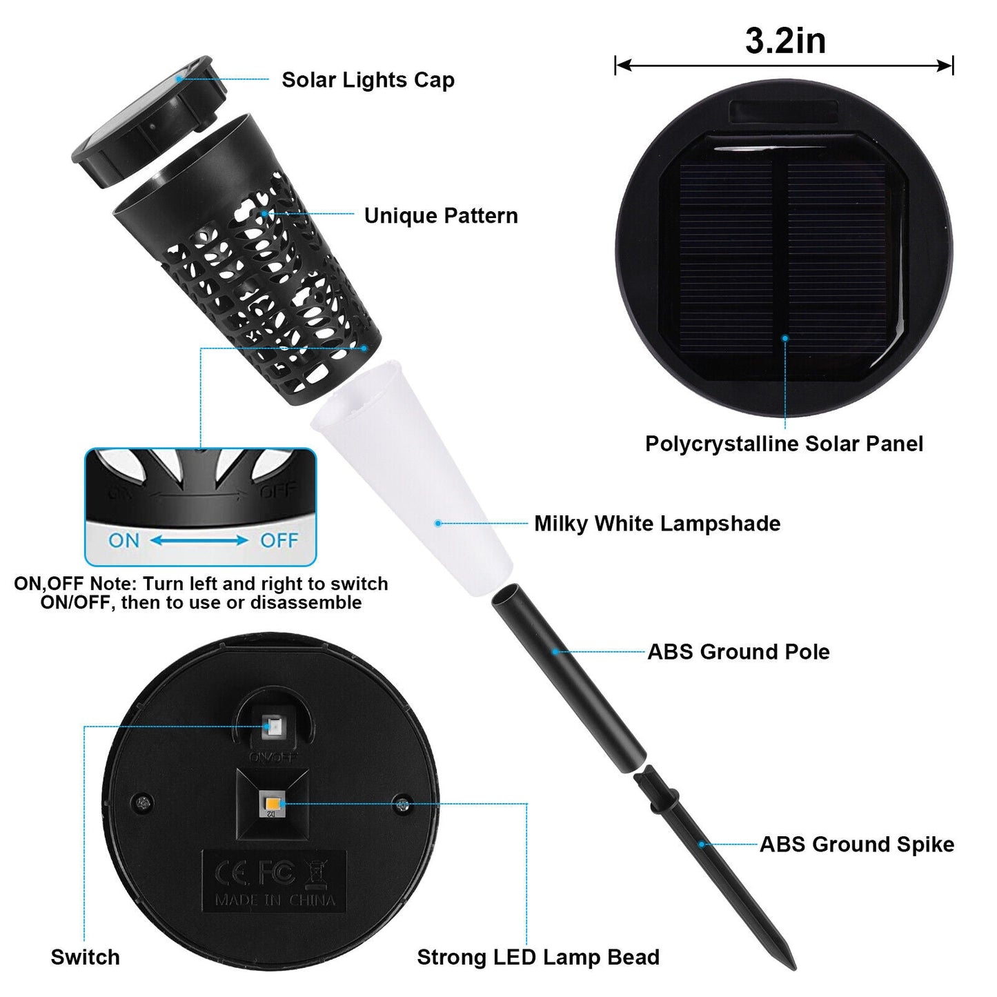 Solar Pathway Lights Hollow out Decor IP54 Waterproof Solar Powered Garden Light - SKØRTER
