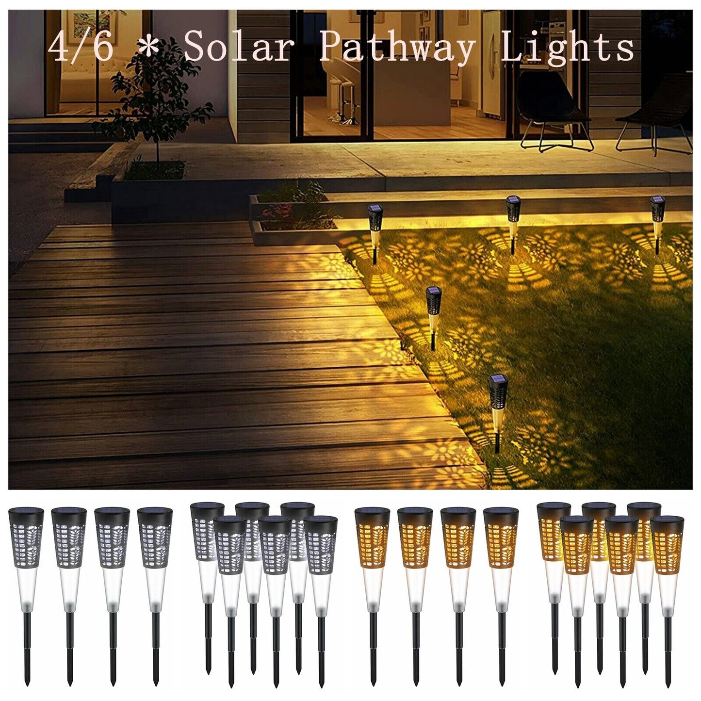 Solar Pathway Lights Hollow out Decor IP54 Waterproof Solar Powered Garden Light - SKØRTER