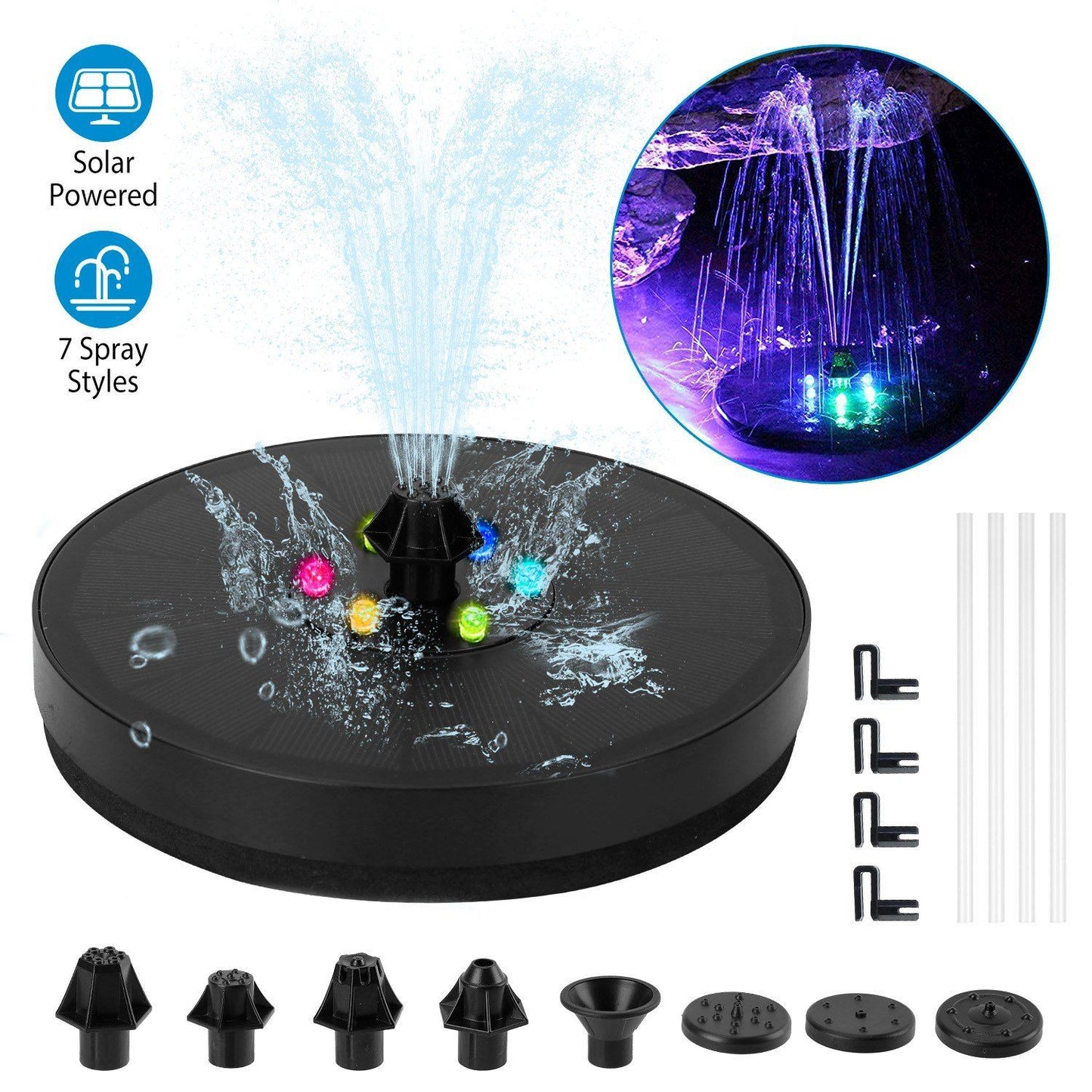 Skorter | Solar-powered fountain pump with LED lights