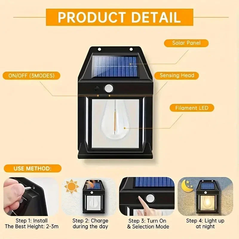 Skorter | Solar-powered motion sensor outdoor wall lamp