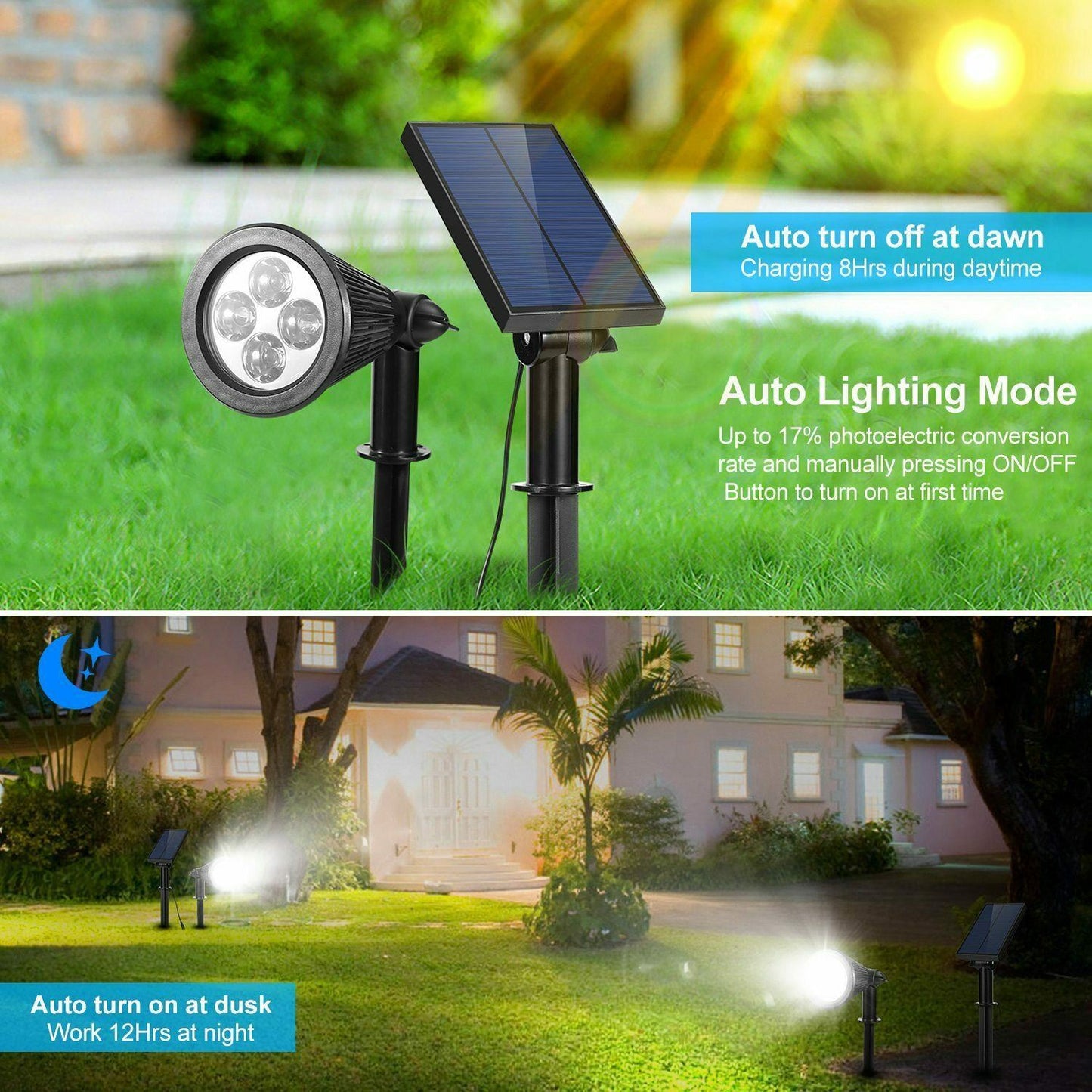 Skorter | Solar Powered Spotlight Outdoor Garden Lamp Waterproof